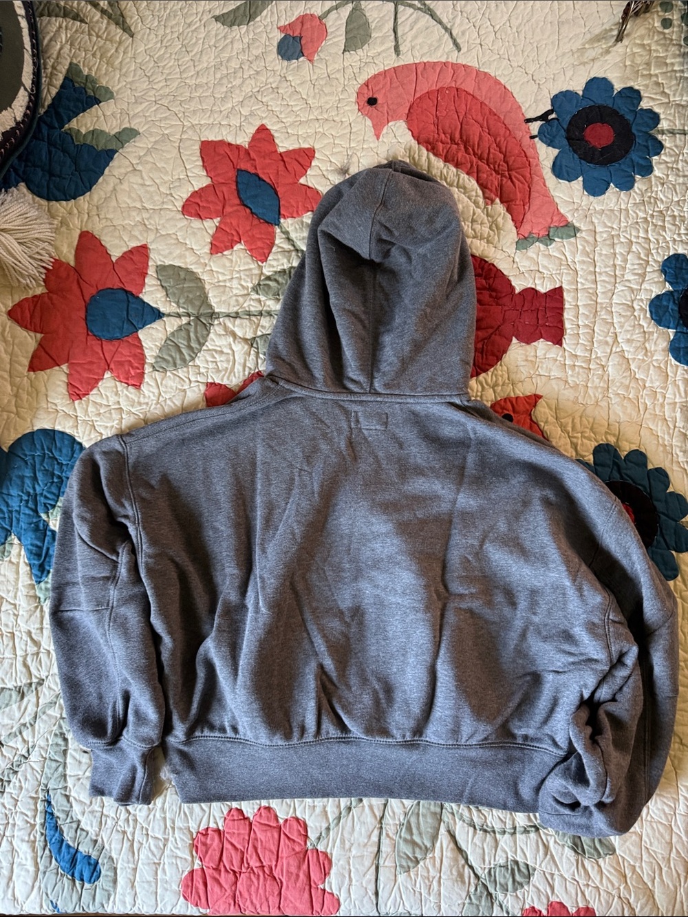 Boxy oversized cropped AE American Eagle double zip hoodie gray grey Small S - Picture 7 of 8